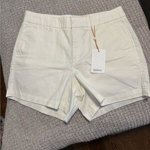 Quince White Organic Cotton Stretch Chino Shorts Size 8